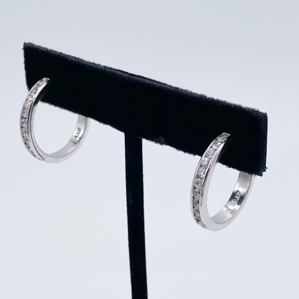Sterling Silver Ati Hoop Crystal Earrings 22$